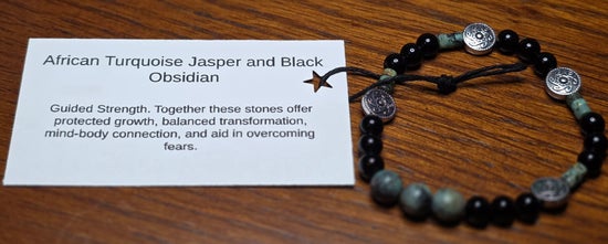 African Turquoise Jasper/ Black Obsidian