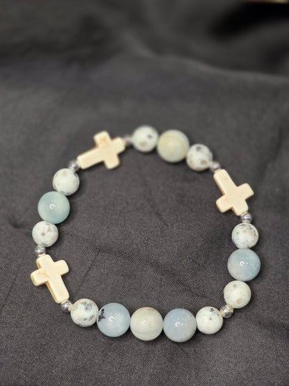 Aquamarine/ Howlite/ Kiwi Jasper