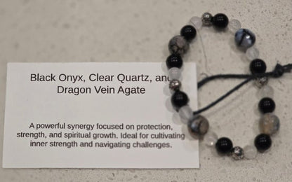 Black Onyx/ Clear Quartz/ Dragon Agate