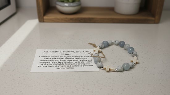 Aquamarine/ Howlite/ Kiwi Jasper