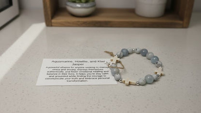Aquamarine/ Howlite/ Kiwi Jasper