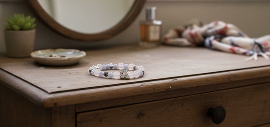 Blue Chalcedony/ Rose Quartz/ Butterfly with Pink Opal