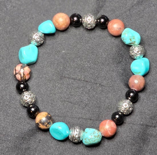 Black Tourmaline/ Rhodochrosite/ Turquoise