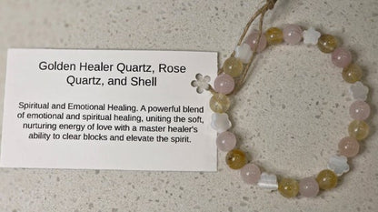 Golden Healer Quartz/ Rose Quartz/ Shell
