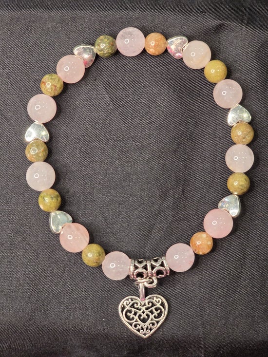 Rose Quartz/ Unakite/ Heart
