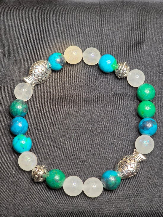 Chrysocolla/ White Moonstone/ with Fish