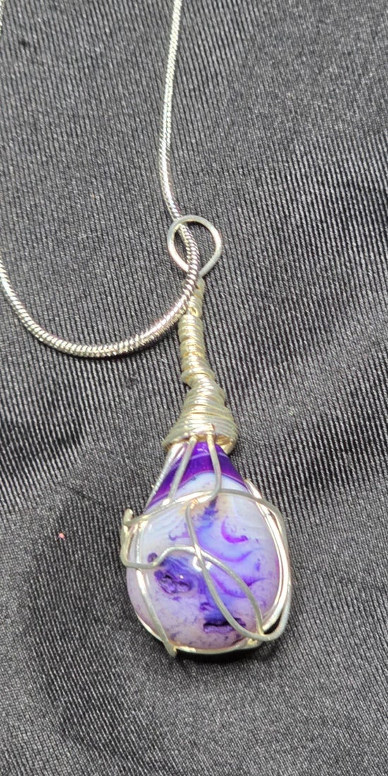 Purple Agate Teardrop Necklace