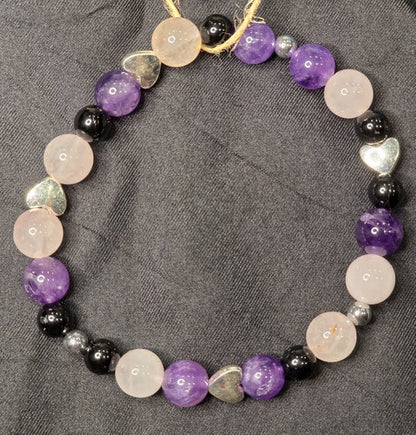 Amethyst, Black Tourmaline, Hematite, and Rose Quartz