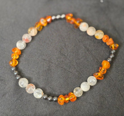 Amber/ Citrine/ Hematite