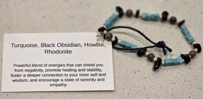 Black Obsidian/ Howlite/ Rhodonite/ Turquoise (fake)