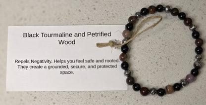 Black Tourmaline/ Petrified Wood