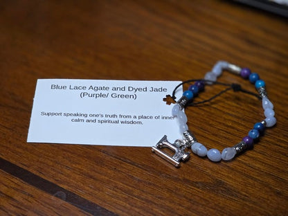 Blue Lace Agate/ Dyed Jade (Purple/ Green)