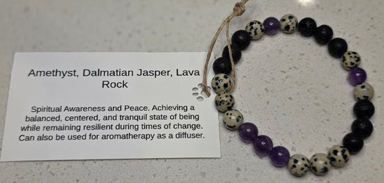 Amethyst/ Dalmation Jasper/ Lava Rock