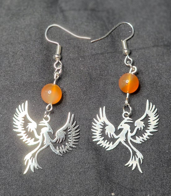 Phoenix and Carnelian Earrings