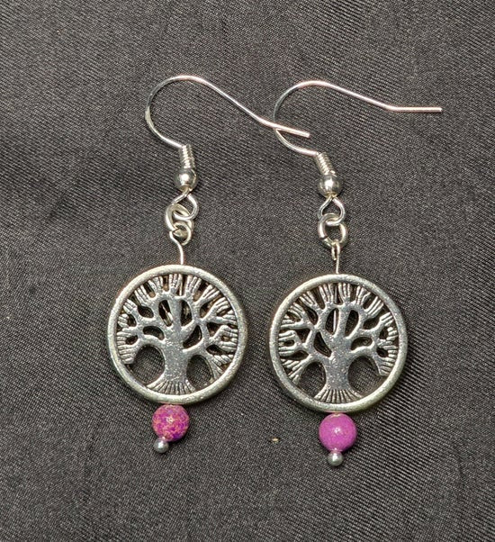 Tree of Life Necklace, Bracelet, and Earring Set with Agate, Calcite, and Carnelian