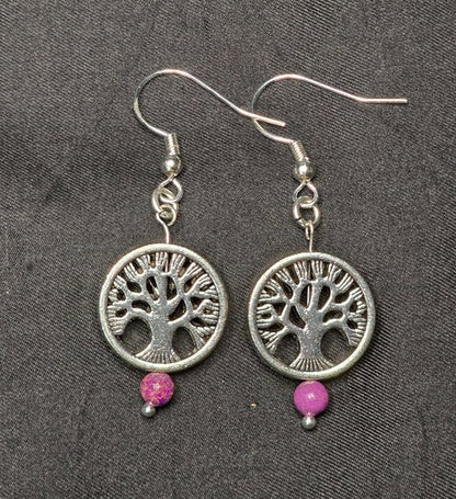 Tree of Life Necklace, Bracelet, and Earring Set with Agate, Calcite, and Carnelian