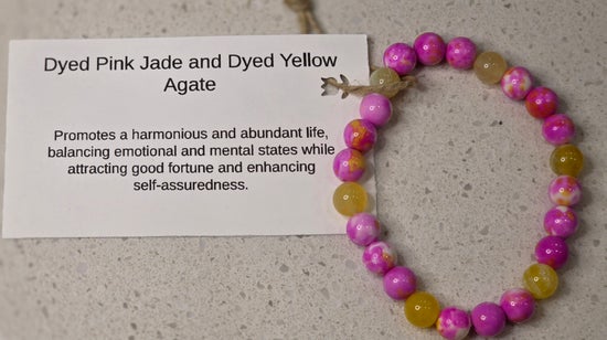 Dyed Pink Jade/ Dyed Yellow Agate