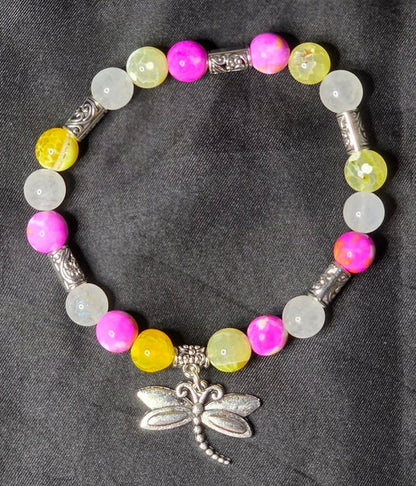 Dyed Yellow Agate/ Dyed Jade (Pink/ Yellow)/ White Moonstone