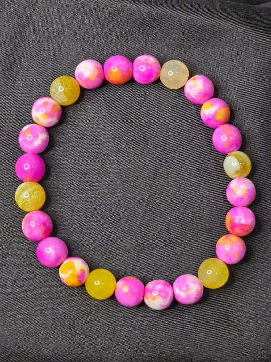 Dyed Pink Jade/ Dyed Yellow Agate