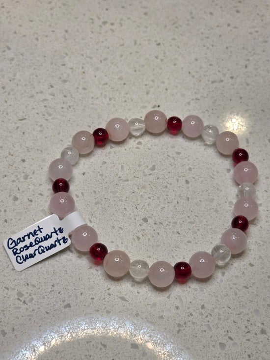 Clear Quartz/ Garnet/ Rose Quartz