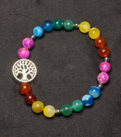 Tree of Life Necklace, Bracelet, and Earring Set with Agate, Calcite, and Carnelian