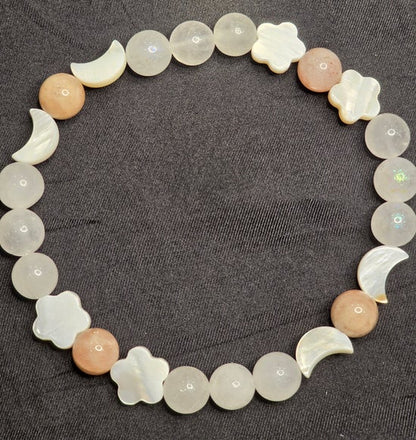 Shell/ Sunstone/ White Moonstone