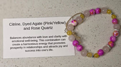 Citrine/ Dyed Agate (Pink/Yellow)/ Rose Quartz