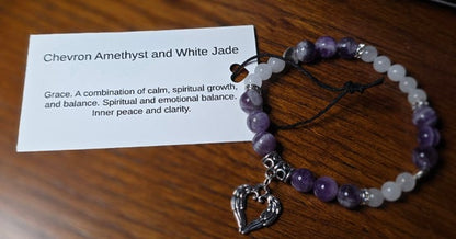 Chevron Amethyst/ White Jade