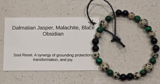 Black Obsidian/ Dalmatian Jasper/ Malachite