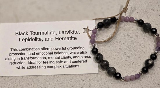 Black Tourmaline/ Larvikite/ Lepidolite