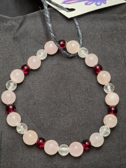 Clear Quartz/ Garnet/ Rose Quartz