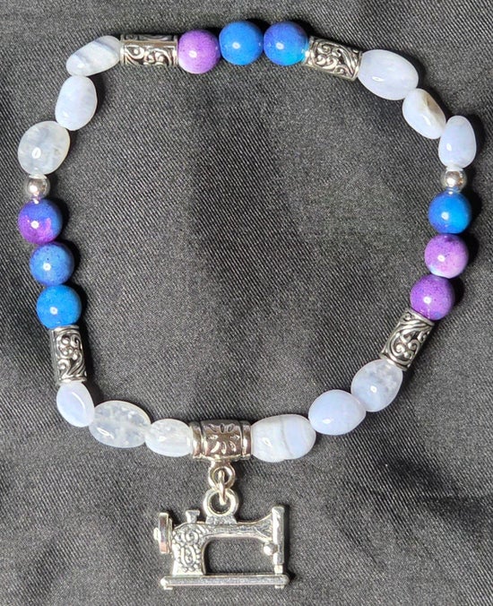 Blue Lace Agate/ Dyed Jade (Purple/ Green)