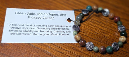 Green Jade/ Indian Agate/ Picasso Jasper