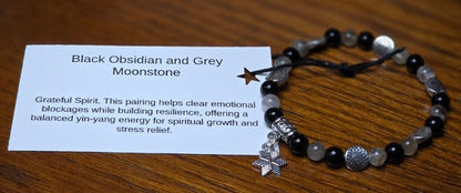 Black Obsidian/ Grey Moonstone