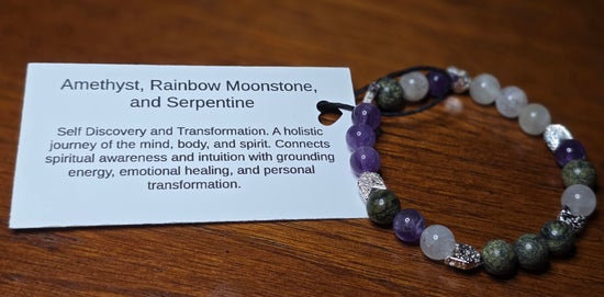 Amethyst/ Rainbow Moonstone/ Serpentine