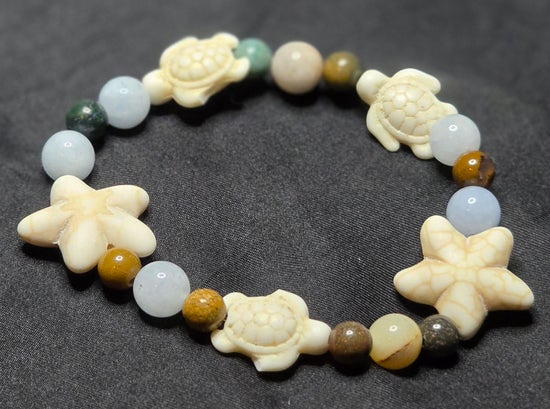 Aquamarine/ Howlite/ Ocean Jasper