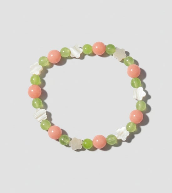 Olivine Peridot/ Pink Opal/ Shell