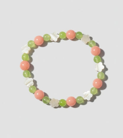 Olivine Peridot/ Pink Opal/ Shell