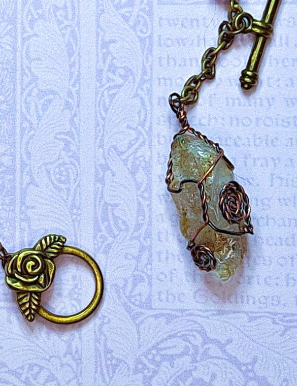 Antique Red Glass &amp; Brass Pendulum Bracelet