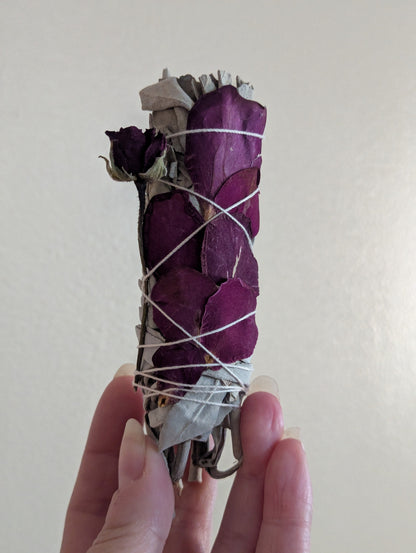 Sage and Rose Smudge Bundle | Energy Cleansing Ritual