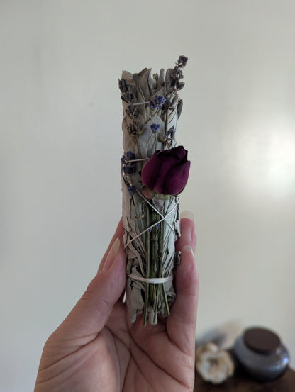 Sage Lavender Rose Smudge Bundle | Aura Cleansing Ritual
