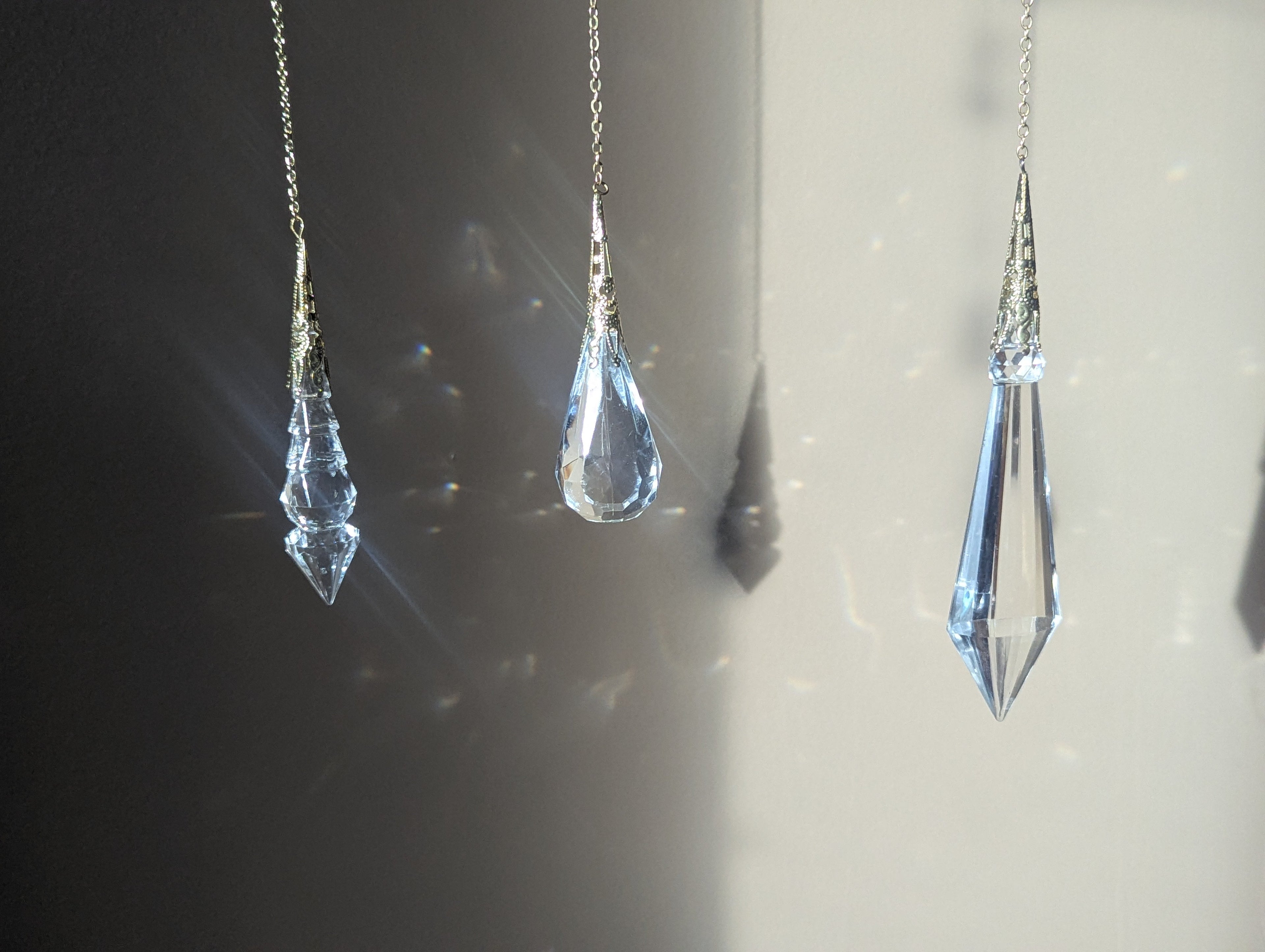 Faceted Crystal Pendulum Suncatcher - 7-Inch Chain  | Home Decor | Divination Tool | Rainbow Maker