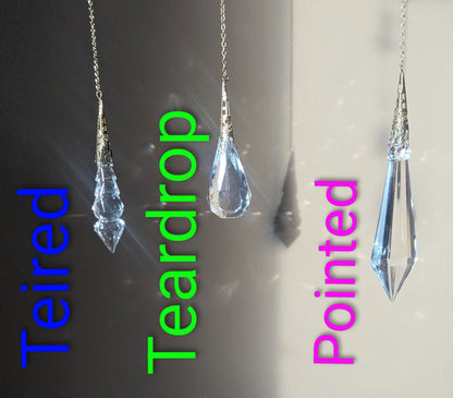 Faceted Crystal Pendulum Suncatcher - 7-Inch Chain  | Home Decor | Divination Tool | Rainbow Maker