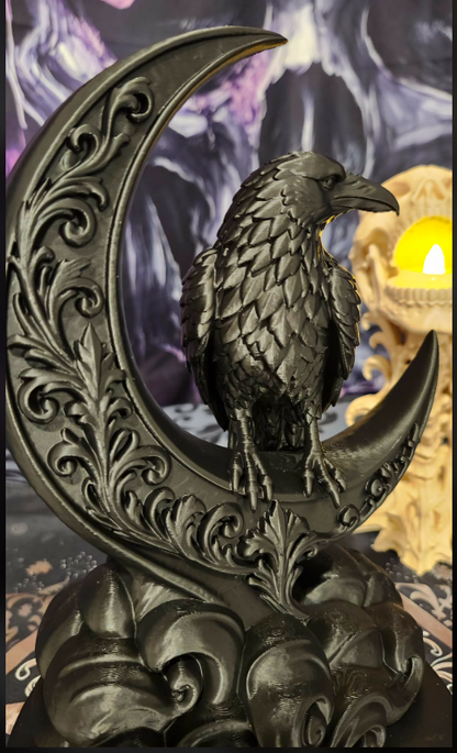 Raven on the Moon  Statue - 3D Print