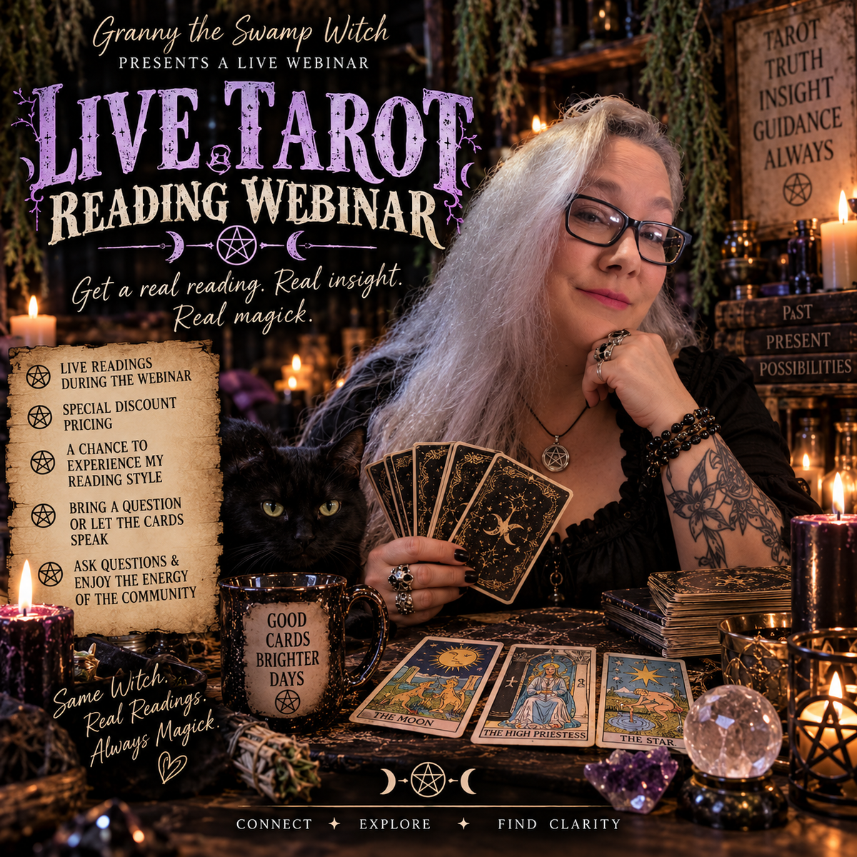 Live Tarot Reading Webinar with Granny the Swamp Witch