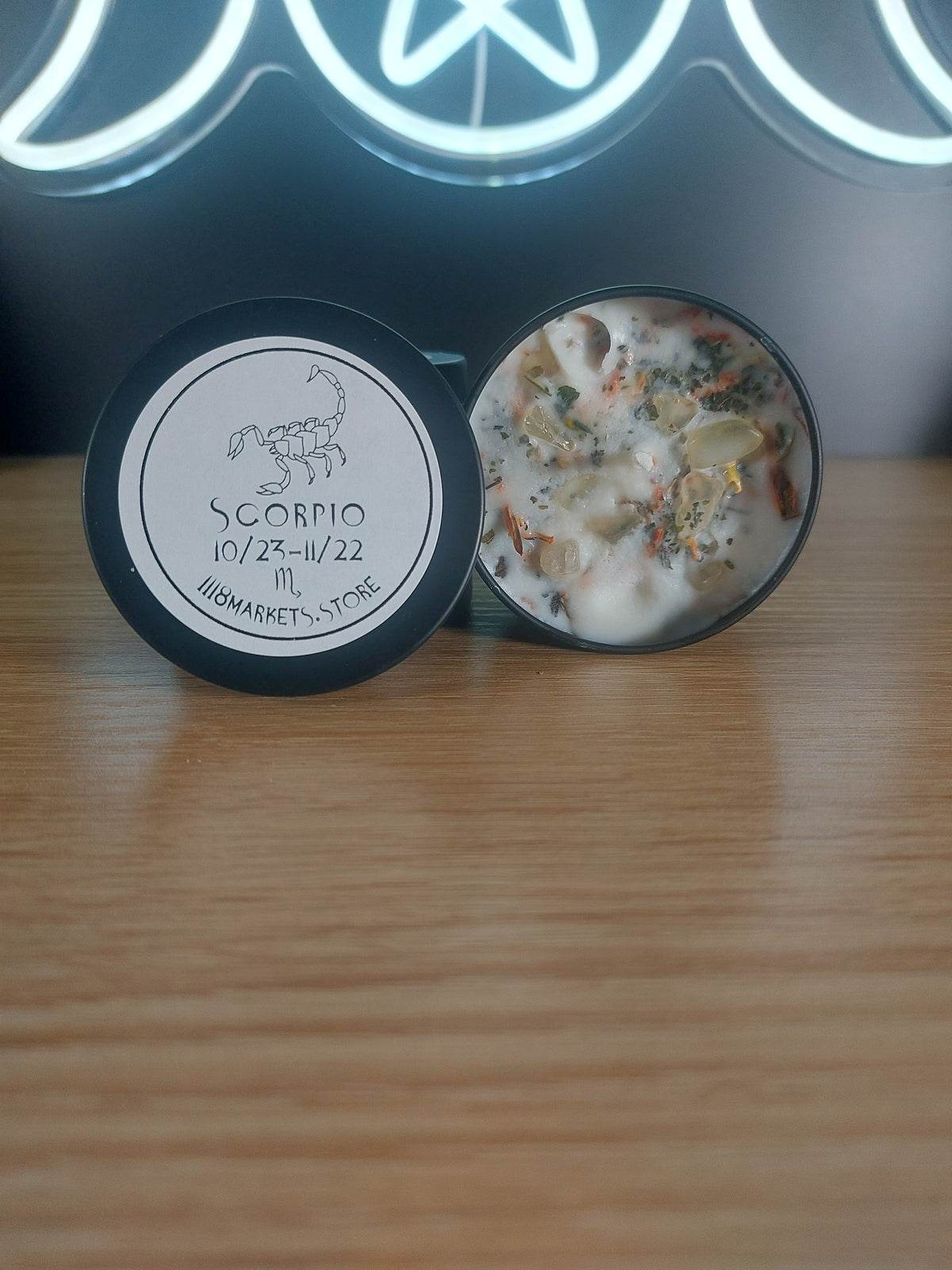 Small Scorpio Crystals &amp; Herbs Candle