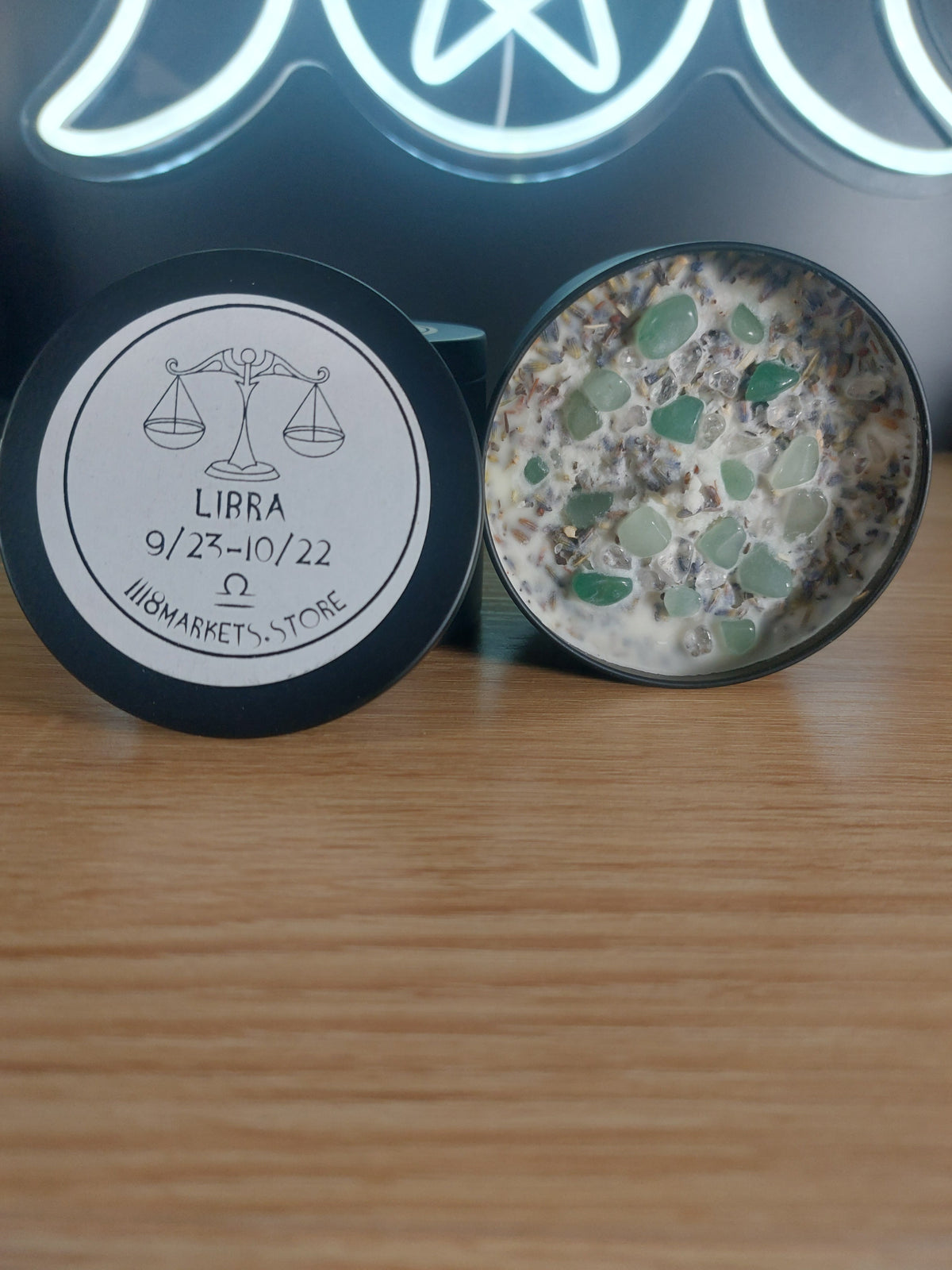 Large Libra Crystal &amp; Herb Candle