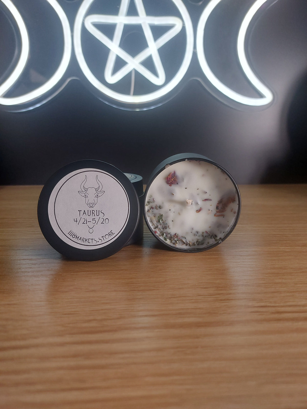 Small Taurus Crystal  &amp; Herb Candle