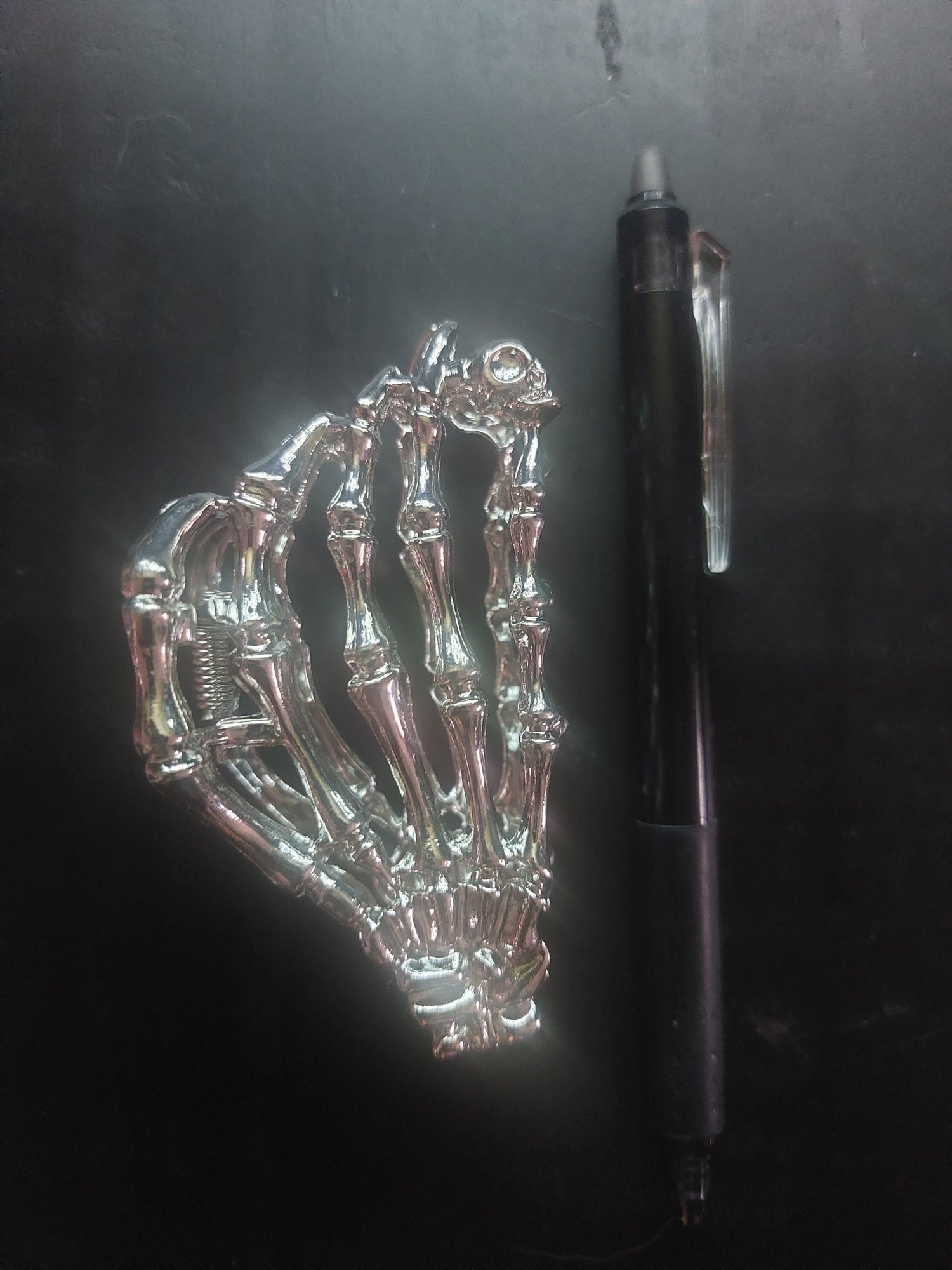 Silver Tone Skeleton Hand Hair Clip
