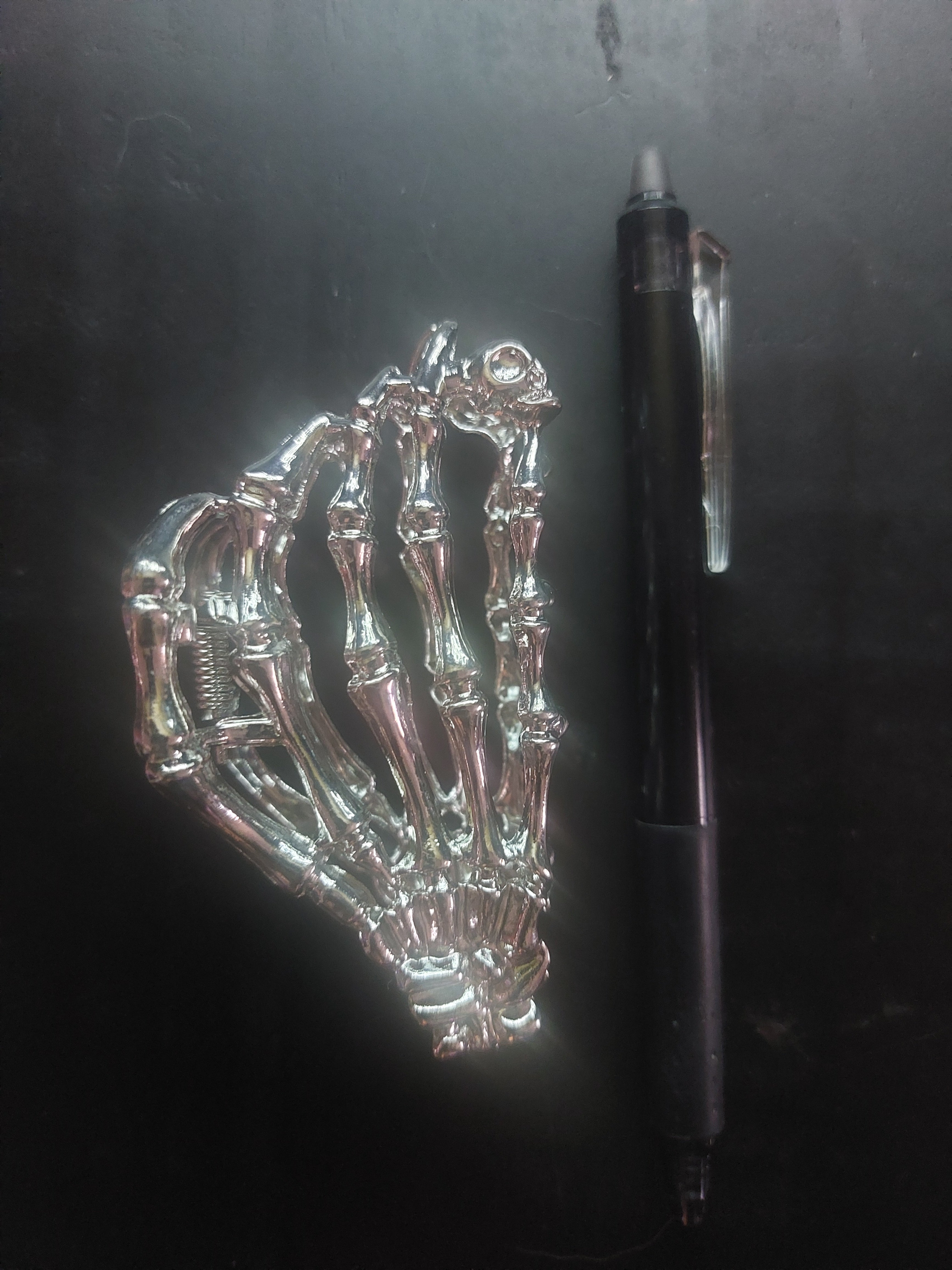 Silver Tone Skeleton Hand Hair Clip
